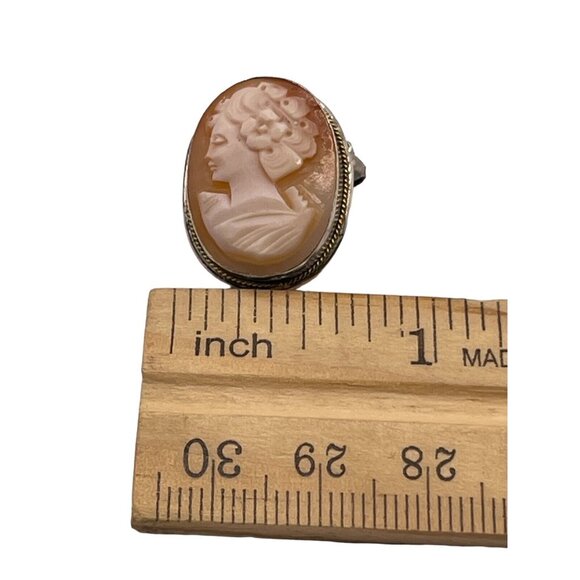 Vintage 800 Silver Carved Shell Left Profile Woman Cameo Brooch Pendant Combo - Picture 9 of 9